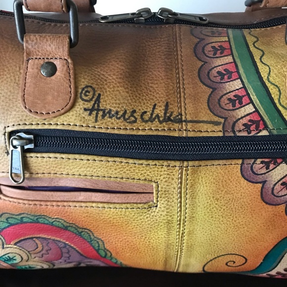 Anuschka Leather Satchel Crossbody Purse - Picture 4 of 15